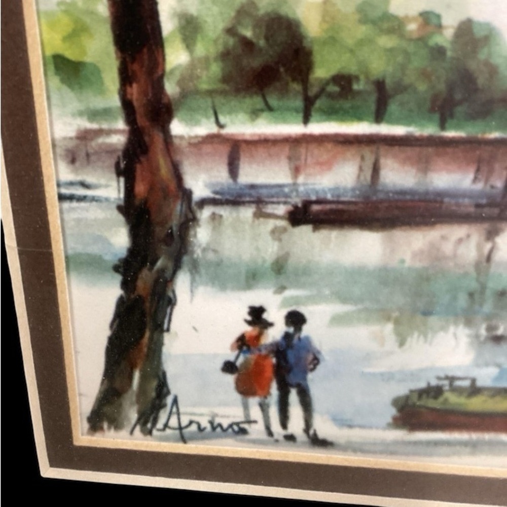 ORIGINAL Arno’s Eiffel Tower Paris Watercolor Painting - Framed - 15x12 - Picture 6 of 11